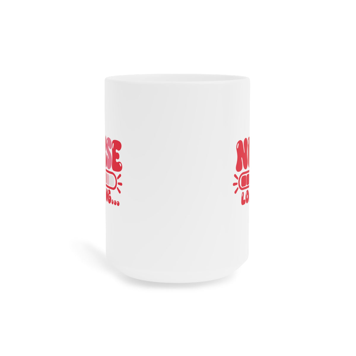 Nurse Loading Mug, Coral Progress Bar, 15 oz, centred supplier product angle