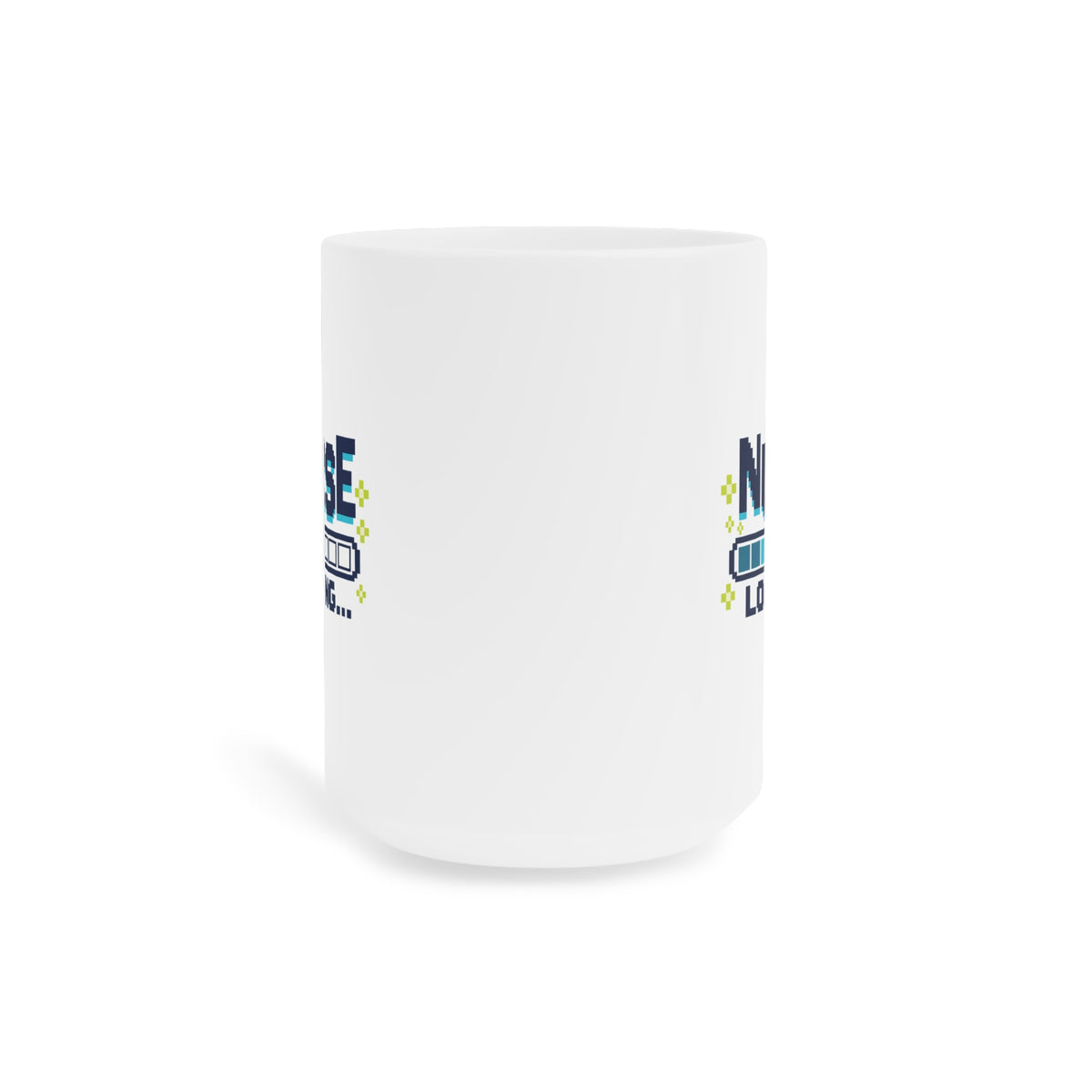Nurse Loading Mug, Pixel Progress Bar, 15 oz, centred supplier product angle