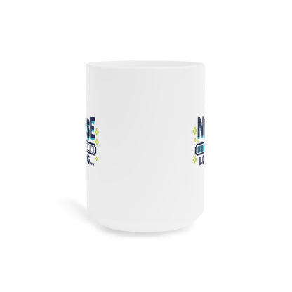 Nurse Loading Mug, Pixel Progress Bar, 15 oz, centred supplier product angle