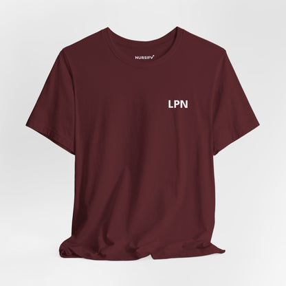 Nursify LPN short sleeve shirt from the professional pride collection, product gallery view.