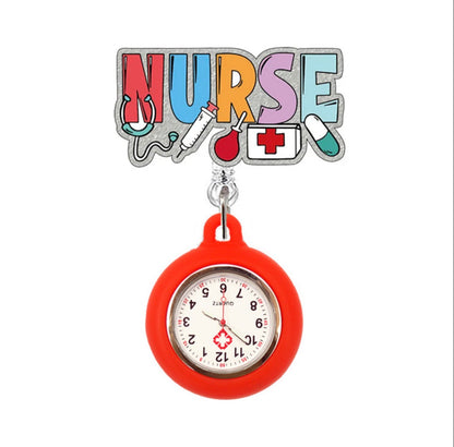 Clip-On Nurse Badge Reel Watch – 360° Rotating Retractable ID Holder with Easy-Read Dial | Nurse Gift