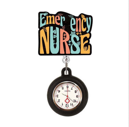 Clip-On Nurse Badge Reel Watch – 360° Rotating Retractable ID Holder with Easy-Read Dial | Nurse Gift