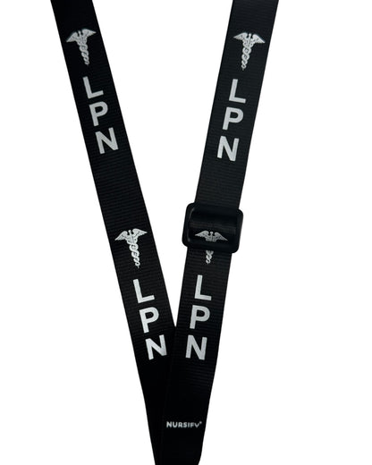 LPN long nurse lanyard black adjustable badge holder
