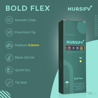 NurseFlex Gel Pens – Black Ink (5-Pack)