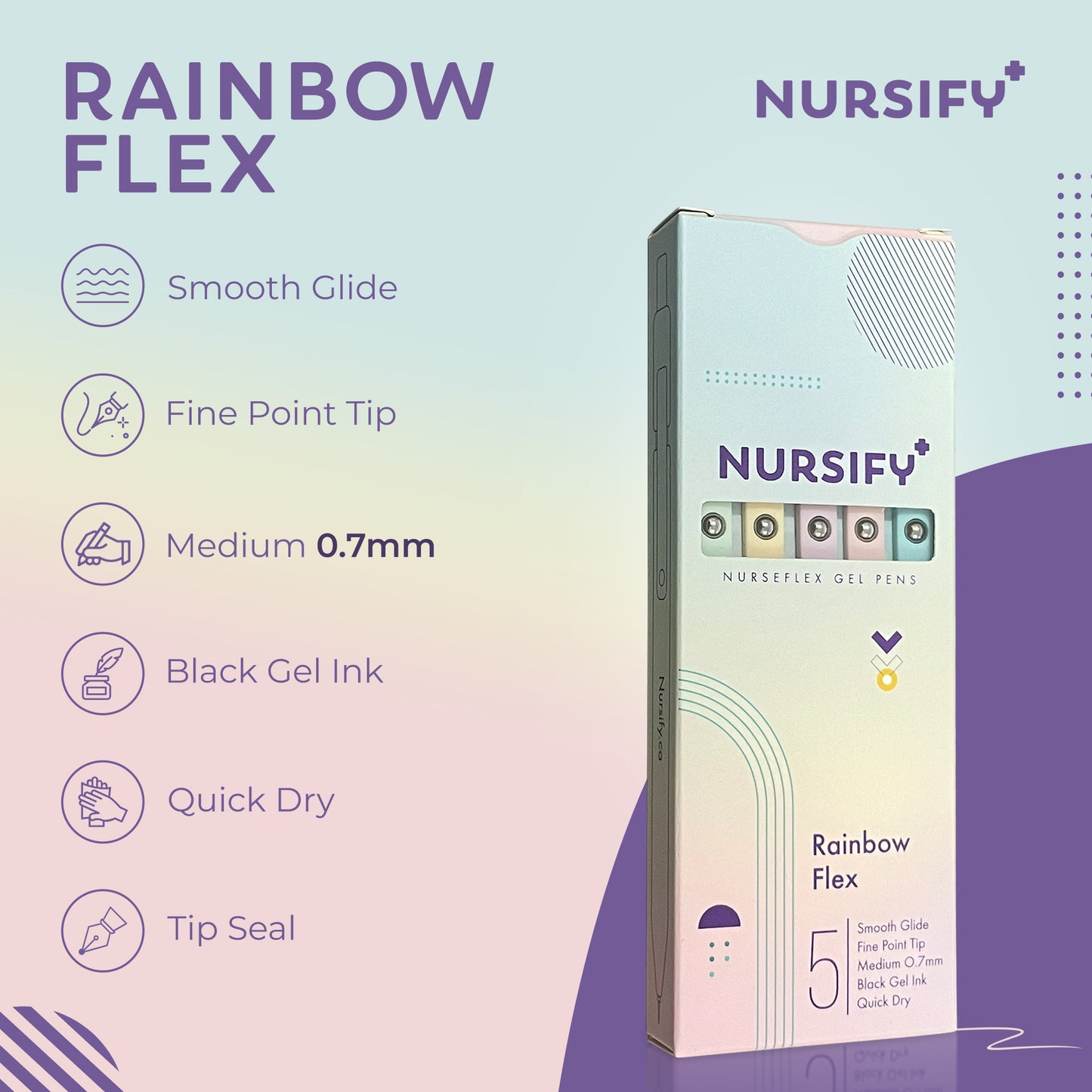 (7.2 Dream Team Order) Nursify+ NurseFlex Gel Pens – Fine Point Black Ink (5-Pack) (Copy)