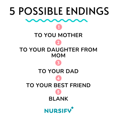 Chart showing five inside-message options for the nurse thank-you card