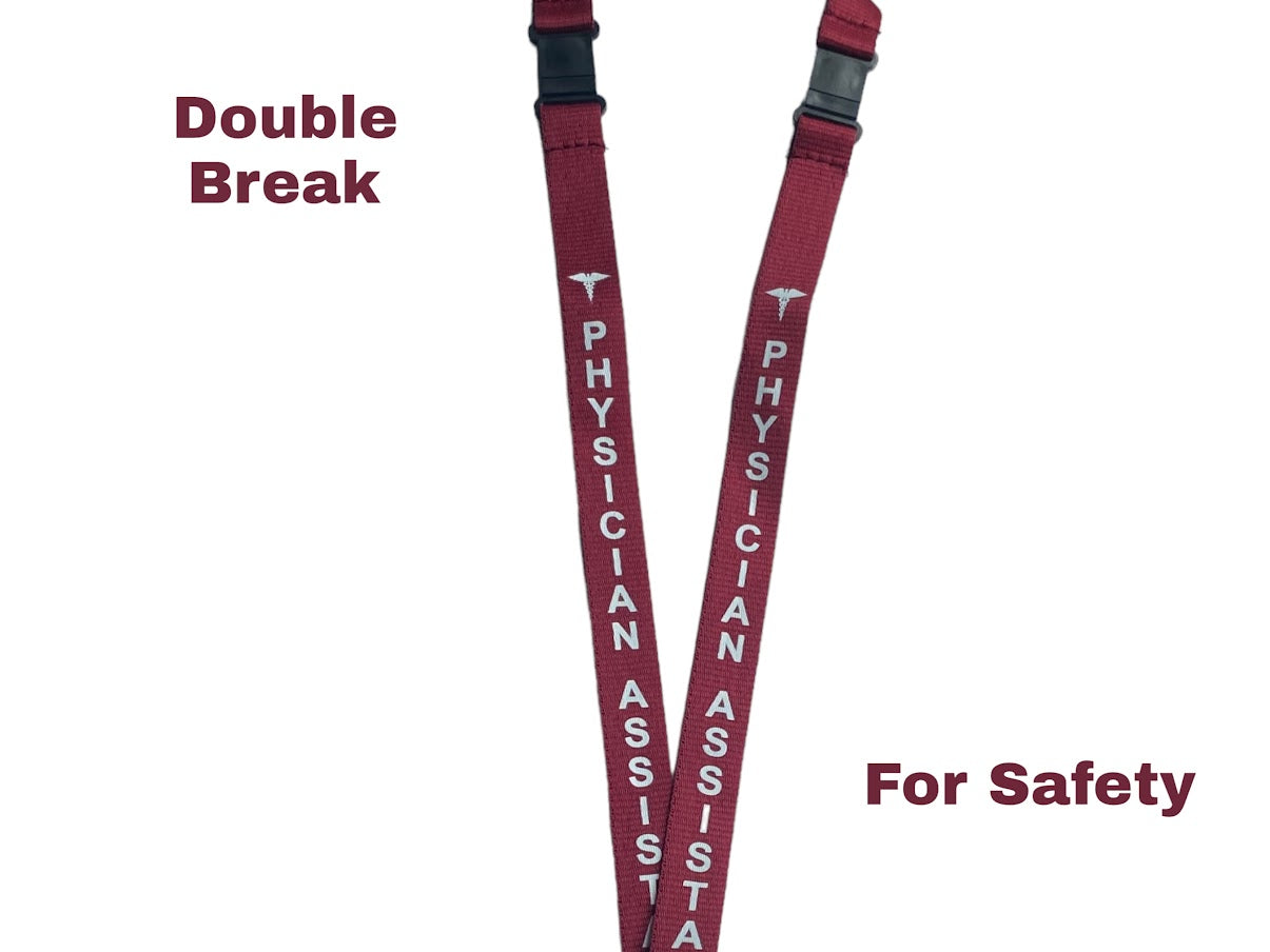 Premium Physician Assistant Lanyard with 2 Breakaways | 6-Month Warranty | Burgundy Polyester
