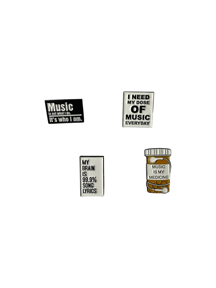MUSIC ENAMEL PIN, Music Lover, Music Related Quotes