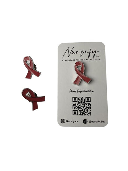 Pink breast cancer ribbon enamel pin 