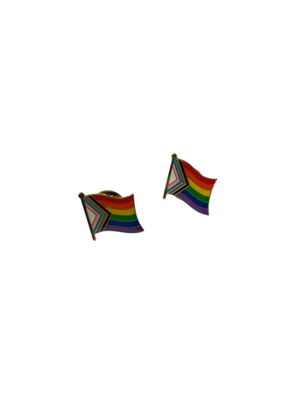 Progress pride flag enamel pin with wavy multicolor design 