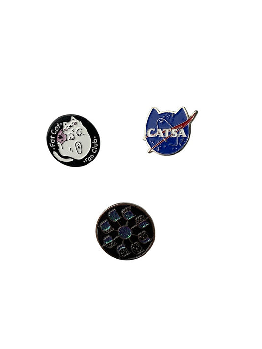 CAT ENAMEL PIN, CATSA Pin, Fat Cat, Pin, Cat Moon Cycle Pin, Cat Lover Gift