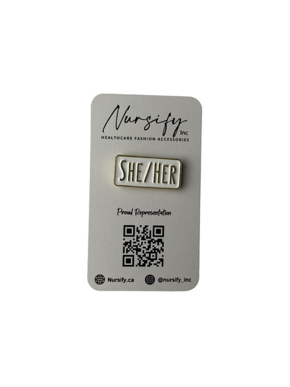 SHE/HER PRONOUN ENAMEL PIN, Pronoun Pin, Gender Identity Pin,