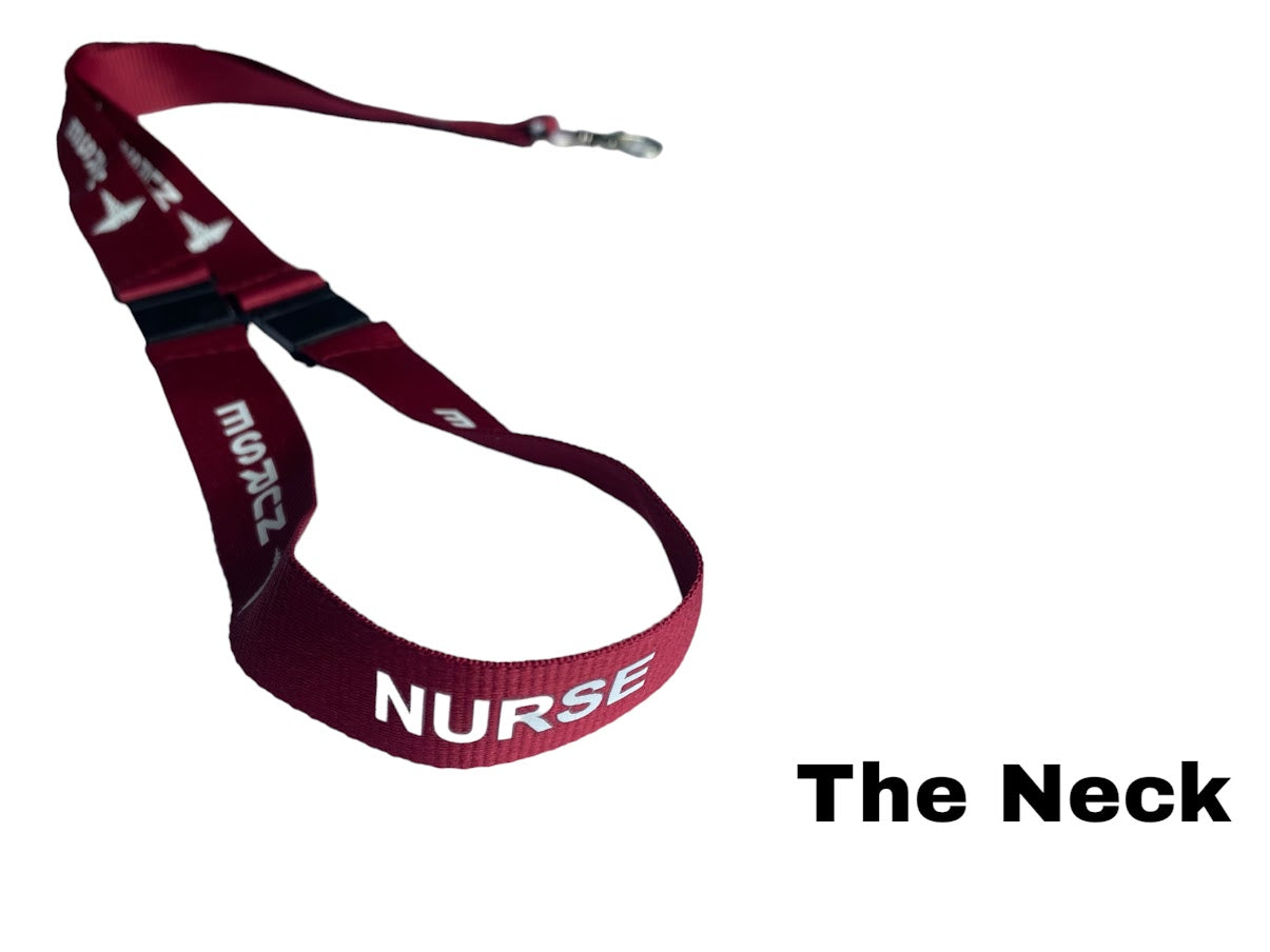 NURSE LANYARD BURGUNDY, badge holder/key holder with 2 breakaway, Nurse Gift