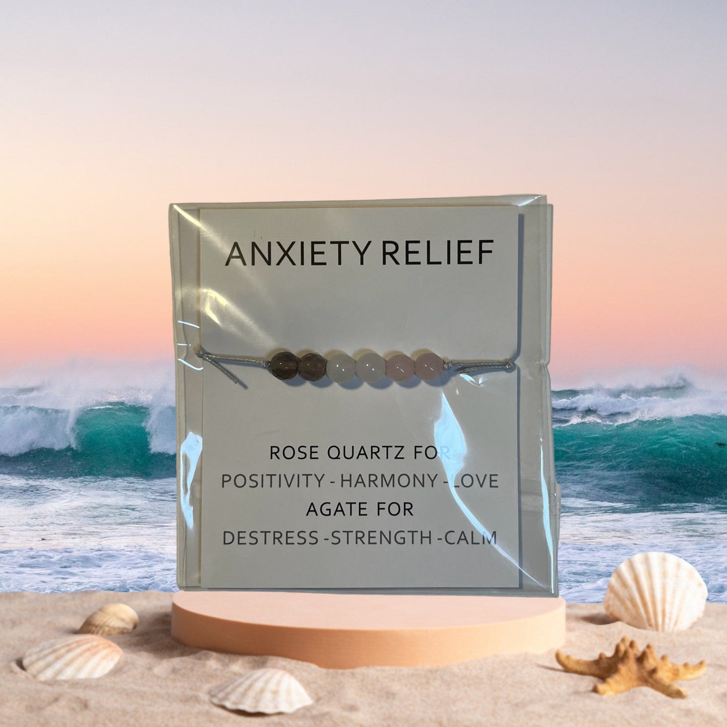 POSITIVITY BRACELET, Anxiety Relief Bracelet, Stone Bracelet, Silver Bracelet Strap