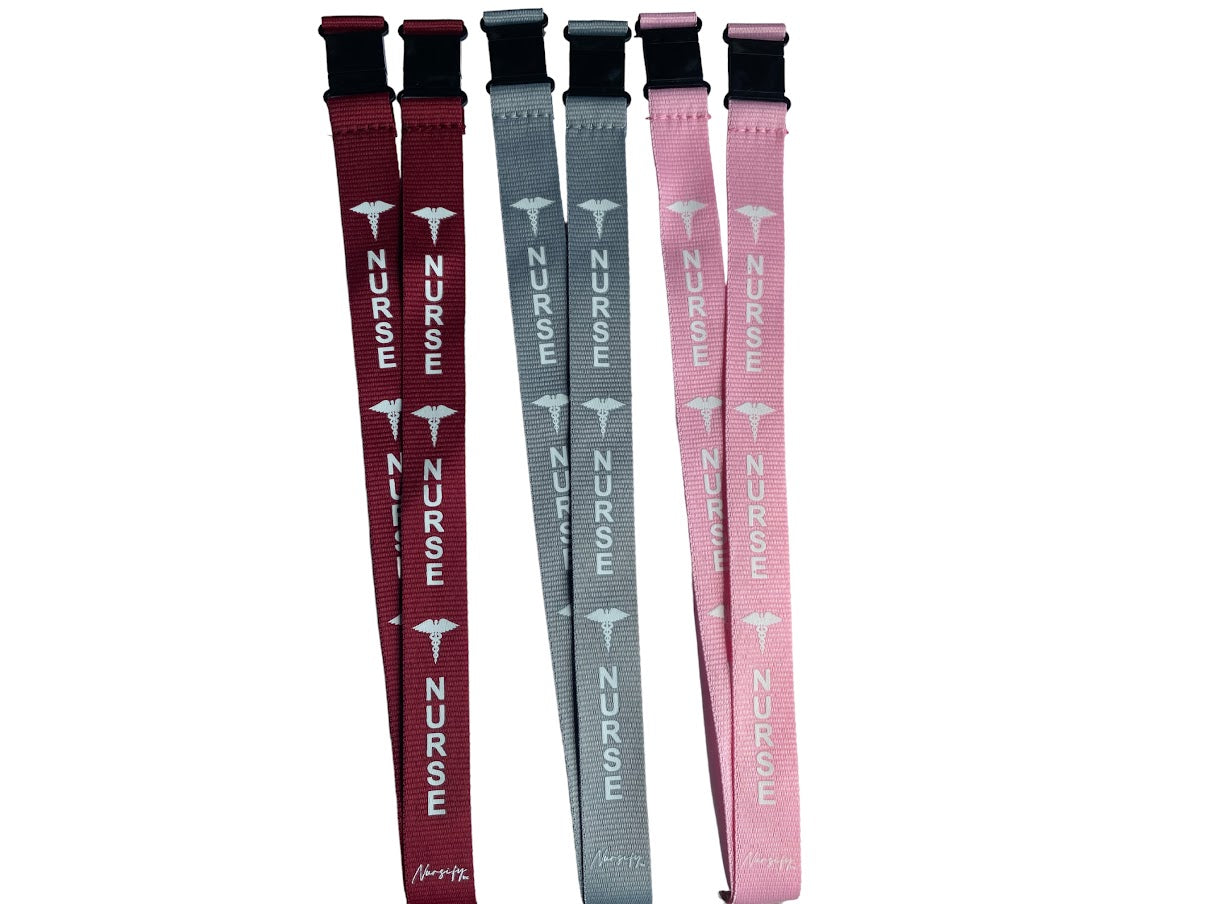 NURSE LANYARD SET, Black, Burgundy, Pink, Grey, badge holder, key holder with 2 breakaway , Safety Lanyard, Nurse Gift Set