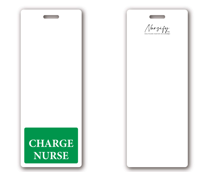 GREEN CHARGE NURSE BADGE BUDDY, Nurse Badge Buddy, Nurse Id, Nurse Gift, Vertical Badge Buddy, Nurse Bae