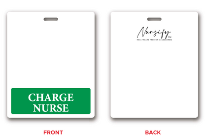 Oversized Charge Nurse Horizontal Badge Buddy in Green