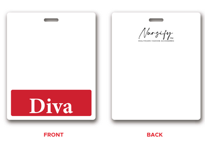 Oversized Diva Horizontal Badge Buddy in Red