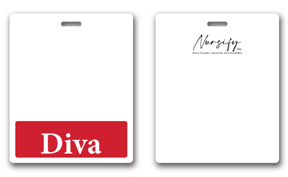 Oversized Diva Horizontal Badge Buddy in Red