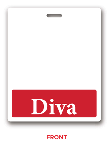 Oversized Diva Horizontal Badge Buddy in Red