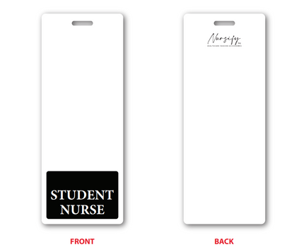 Black Vertical STUDENT NURSE Badge Buddy with ID Case