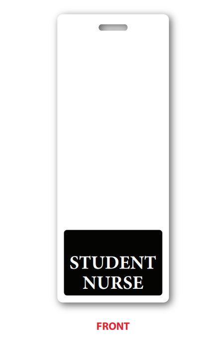 Black Vertical STUDENT NURSE Badge Buddy with ID Case