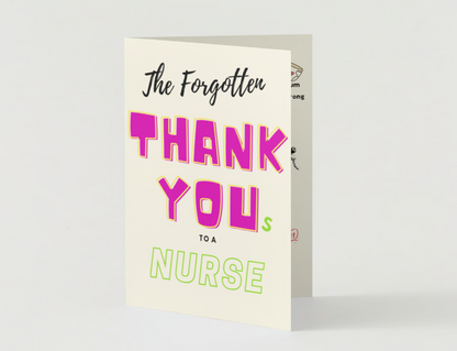 The Forgotten Thank Yous nurse greeting card displayed with white envelope