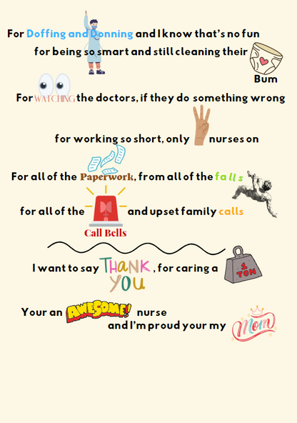 Inside message of nurse thank-you card with daughter-from-mom ending