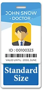 Blue vertical RN Badge Buddy with bold white registered nurse lettering