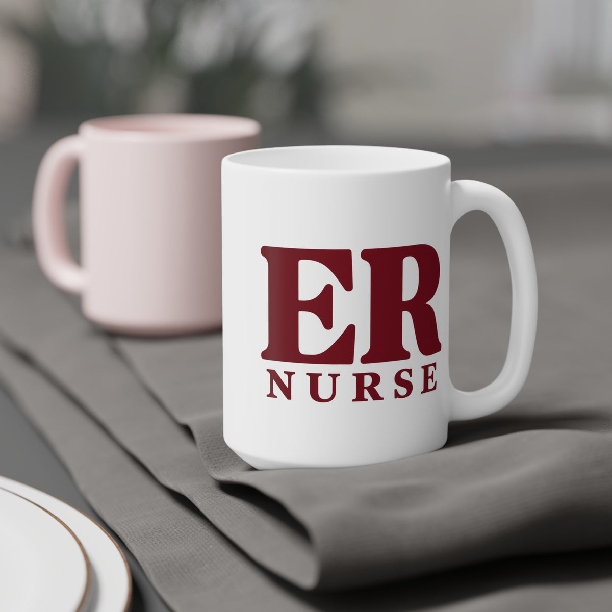 ER Nurse burgundy 15 oz mug, context-1 view with centered artwork
