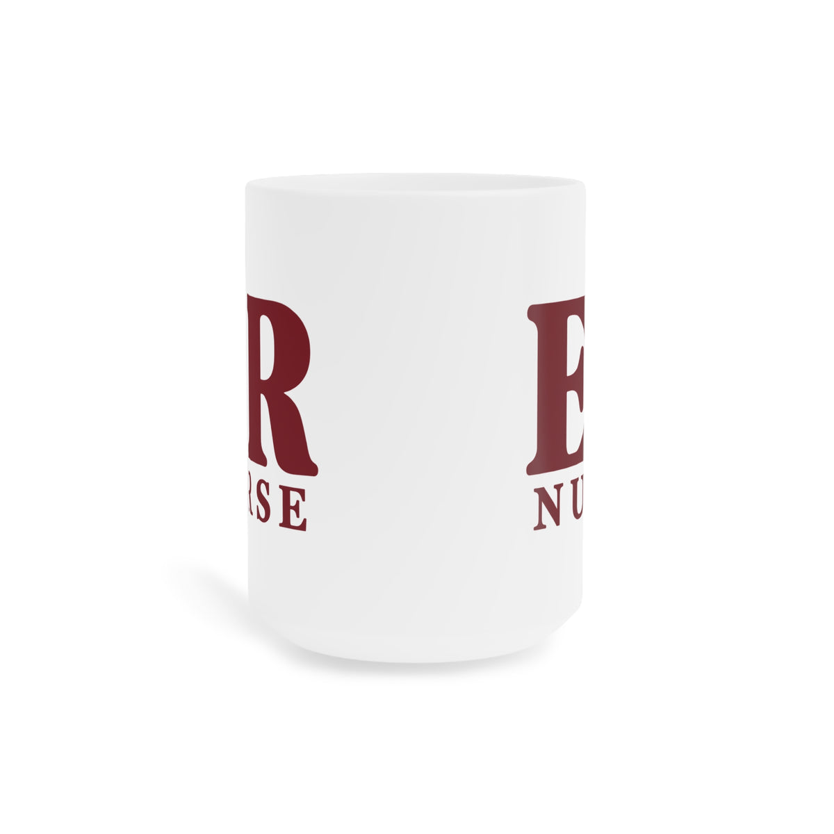 ER Nurse burgundy 15 oz mug, front view with centered artwork