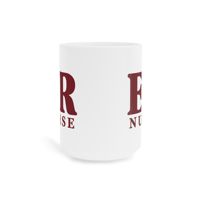 ER Nurse burgundy 15 oz mug, front view with centered artwork