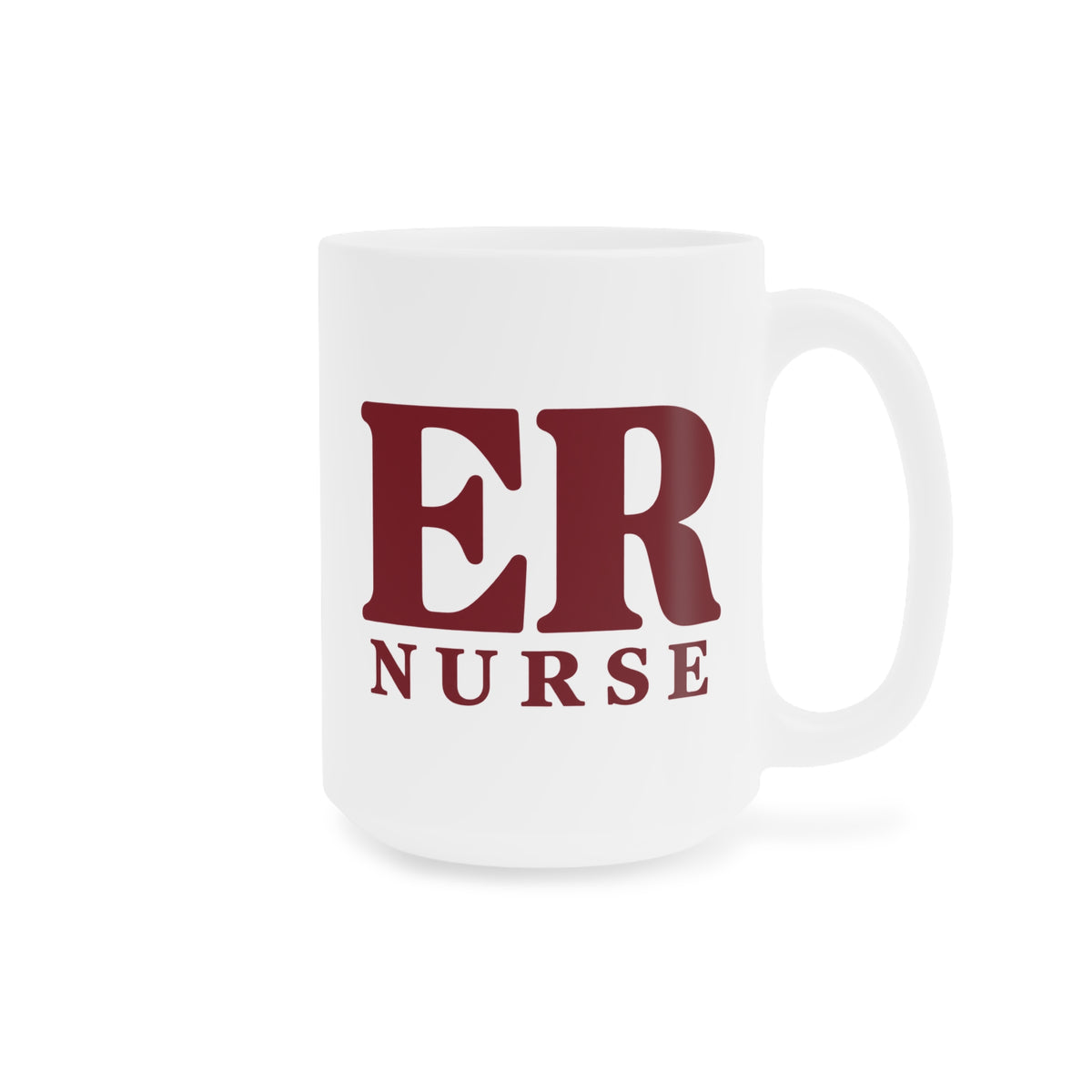 ER Nurse burgundy 15 oz mug, right view with centered artwork