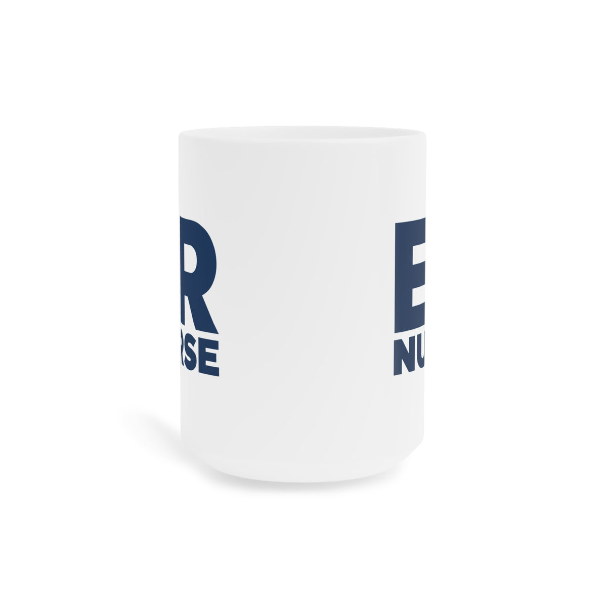 ER Nurse navy 15 oz mug, front view with centered artwork
