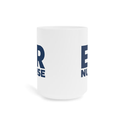 ER Nurse navy 15 oz mug, front view with centered artwork
