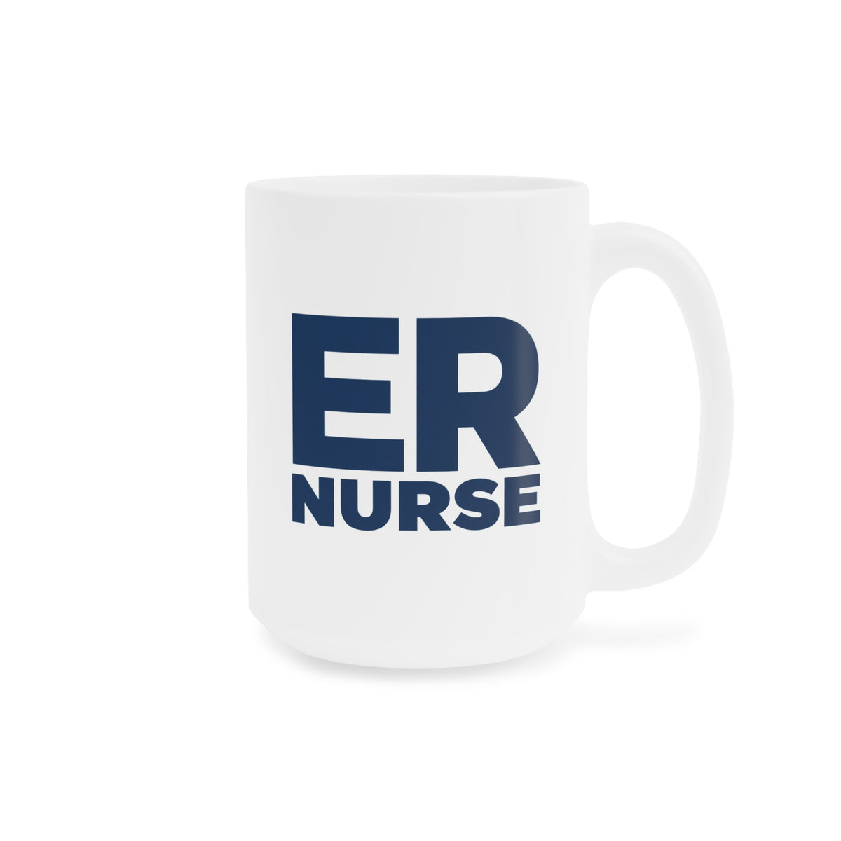 ER Nurse navy 15 oz mug, right view with centered artwork