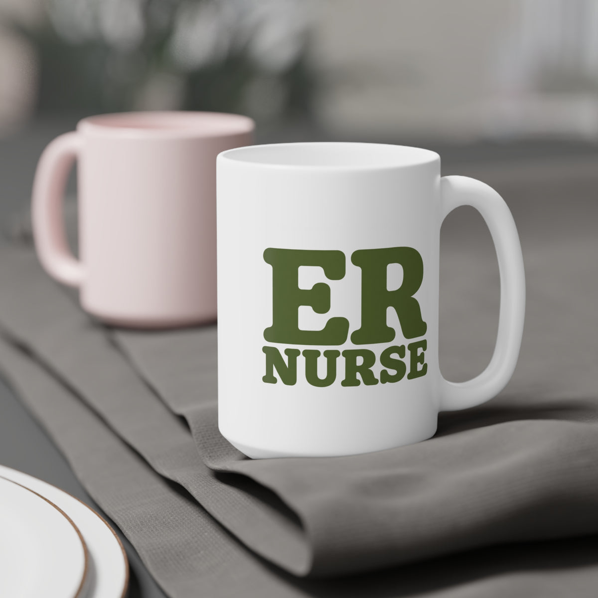 ER Nurse olive 15 oz mug, context-1 view with centered artwork