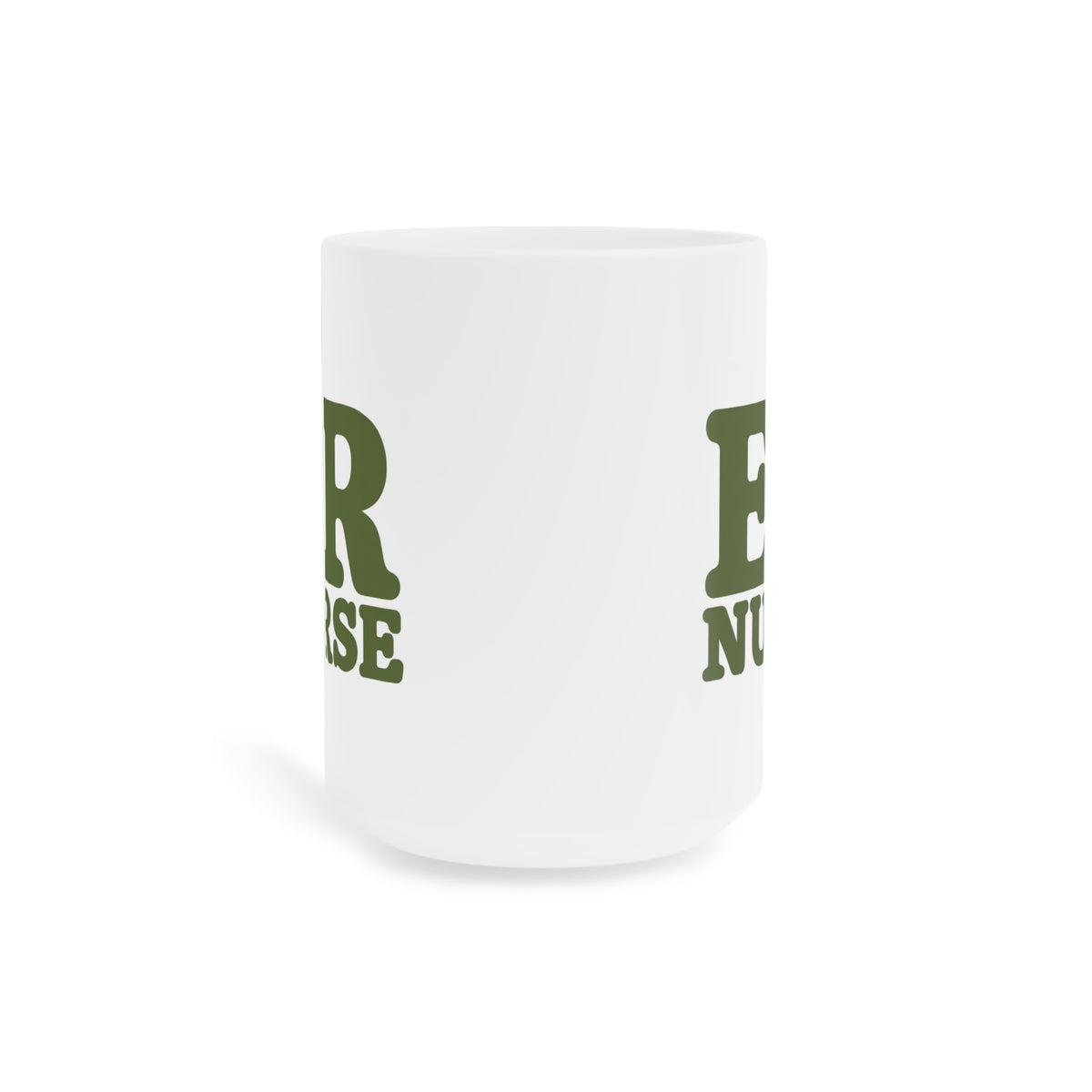 ER Nurse olive 15 oz mug, front view with centered artwork