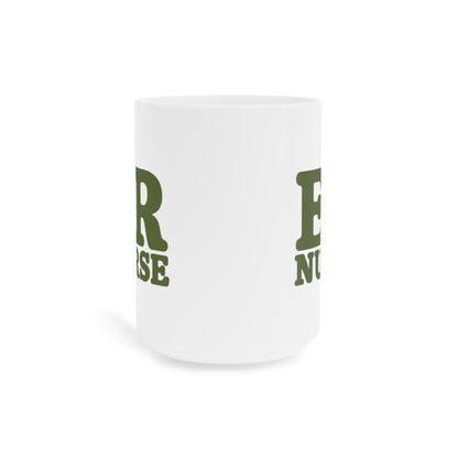 ER Nurse olive 15 oz mug, front view with centered artwork