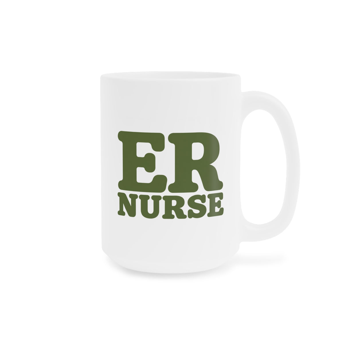 ER Nurse olive 15 oz mug, right view with centered artwork