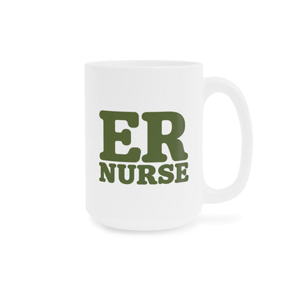 ER Nurse olive 15 oz mug, right view with centered artwork