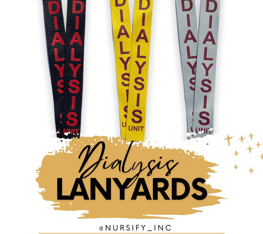 DIALYSIS UNIT LANYARD, Black Lanyard, Yellow Lanyard, Grey Lanyard, Badge holder/key holder with 2 breakaways, Dialysis Gift