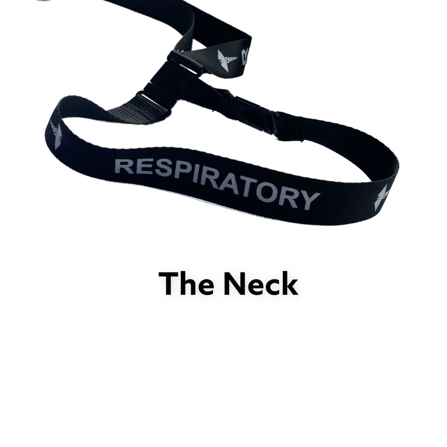 BLACK RT LANYARD, Badge holder/key holder with 2 breakaways, Respiratory Therapist Gift
