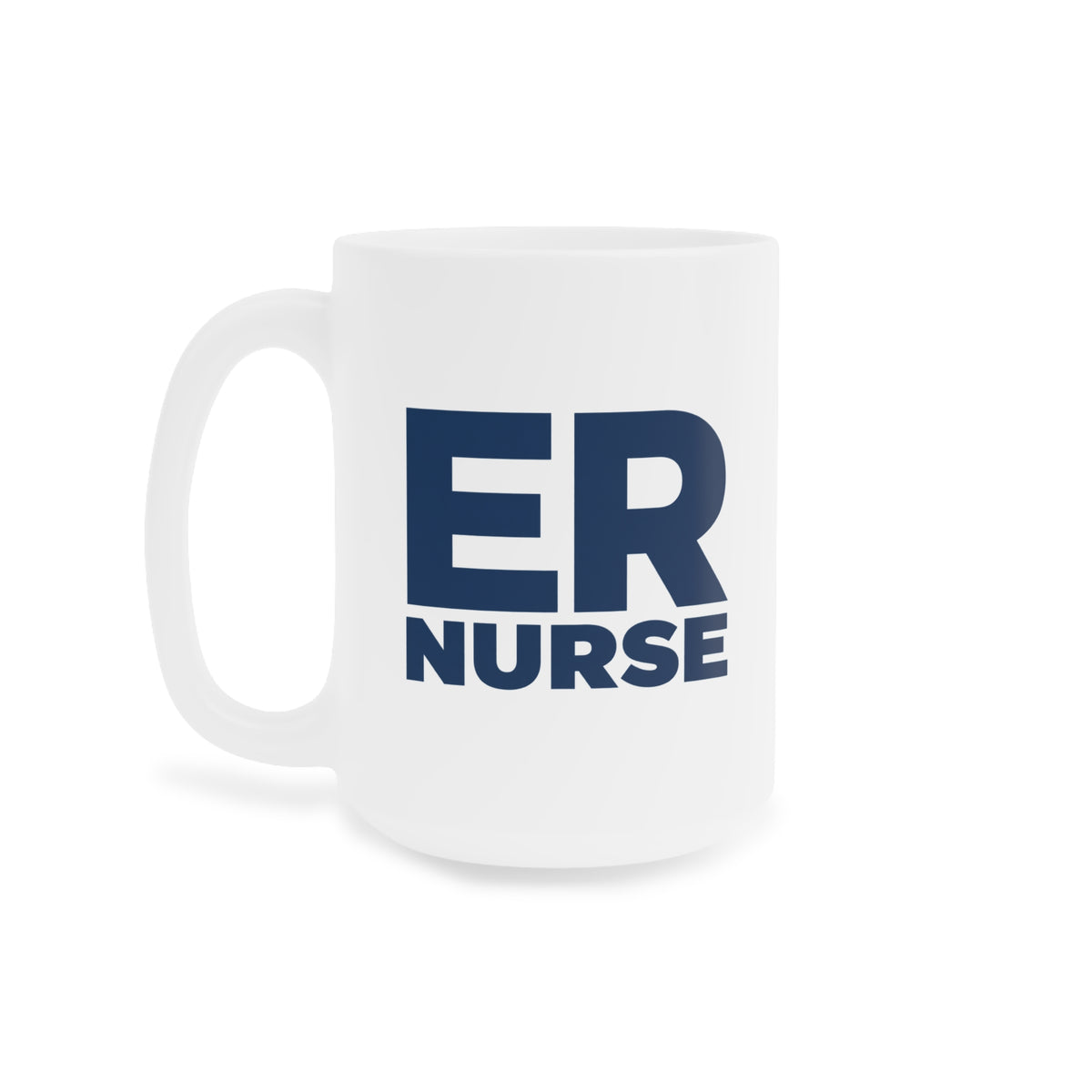 ER Nurse navy white 15 oz mug, left view