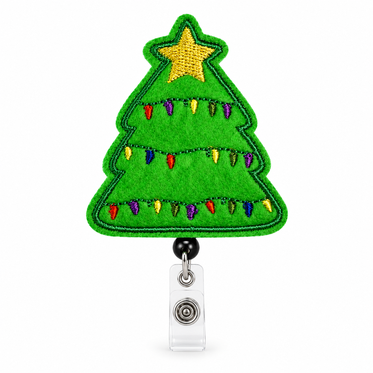 4. Christmas Tree Christmas badge reel, brightened product image on white