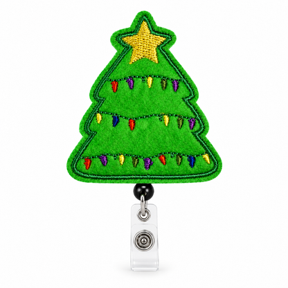 4. Christmas Tree Christmas badge reel, brightened product image on white