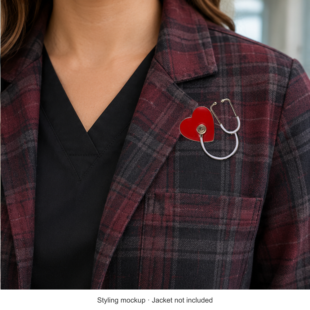 stethoscope flannel mockup; styling mockup showing the original pin, accessories not included