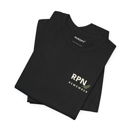 RPN rosemary Remember black shirt, folded view