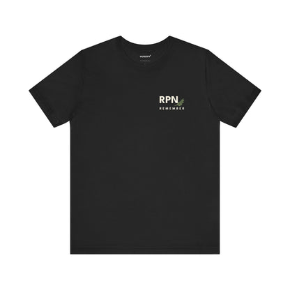 RPN rosemary Remember black shirt, front view
