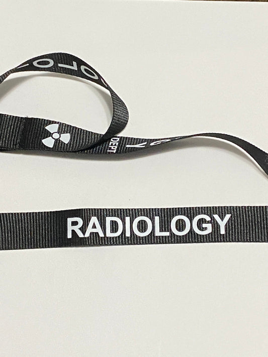 BLACK RADIOLOGY LANYARD, Badge holder/key holder with 2 breakaways, Radiology Gift